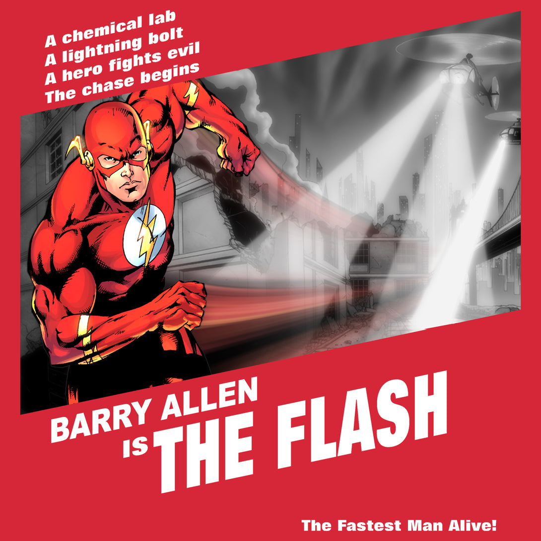 DC Comics Flash Fashion Fugitive Official Men's T-shirt Red - Urban Species Design Close Up