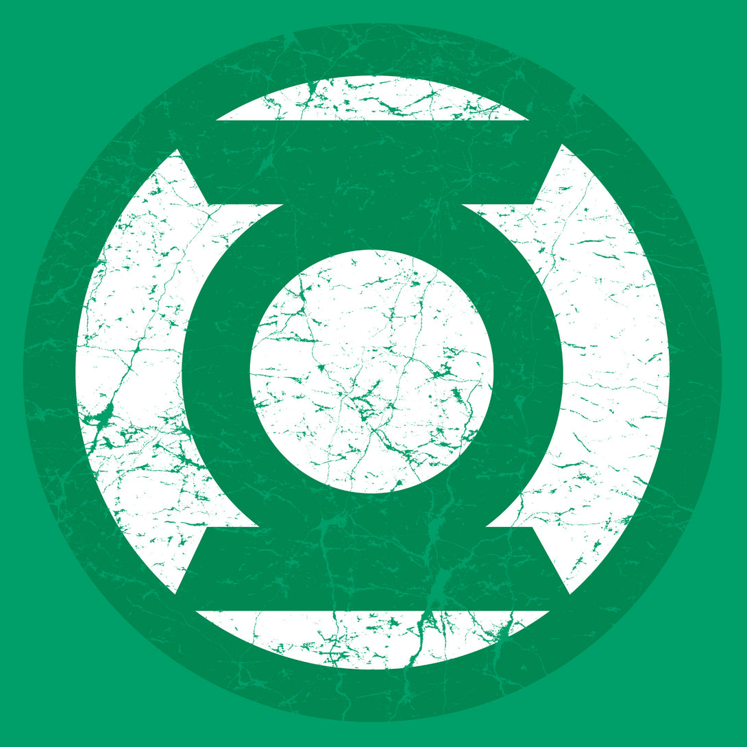 DC Comics Green Lantern Distressed Logo Official Women's T-shirt Green - Urban Species Design Close Up