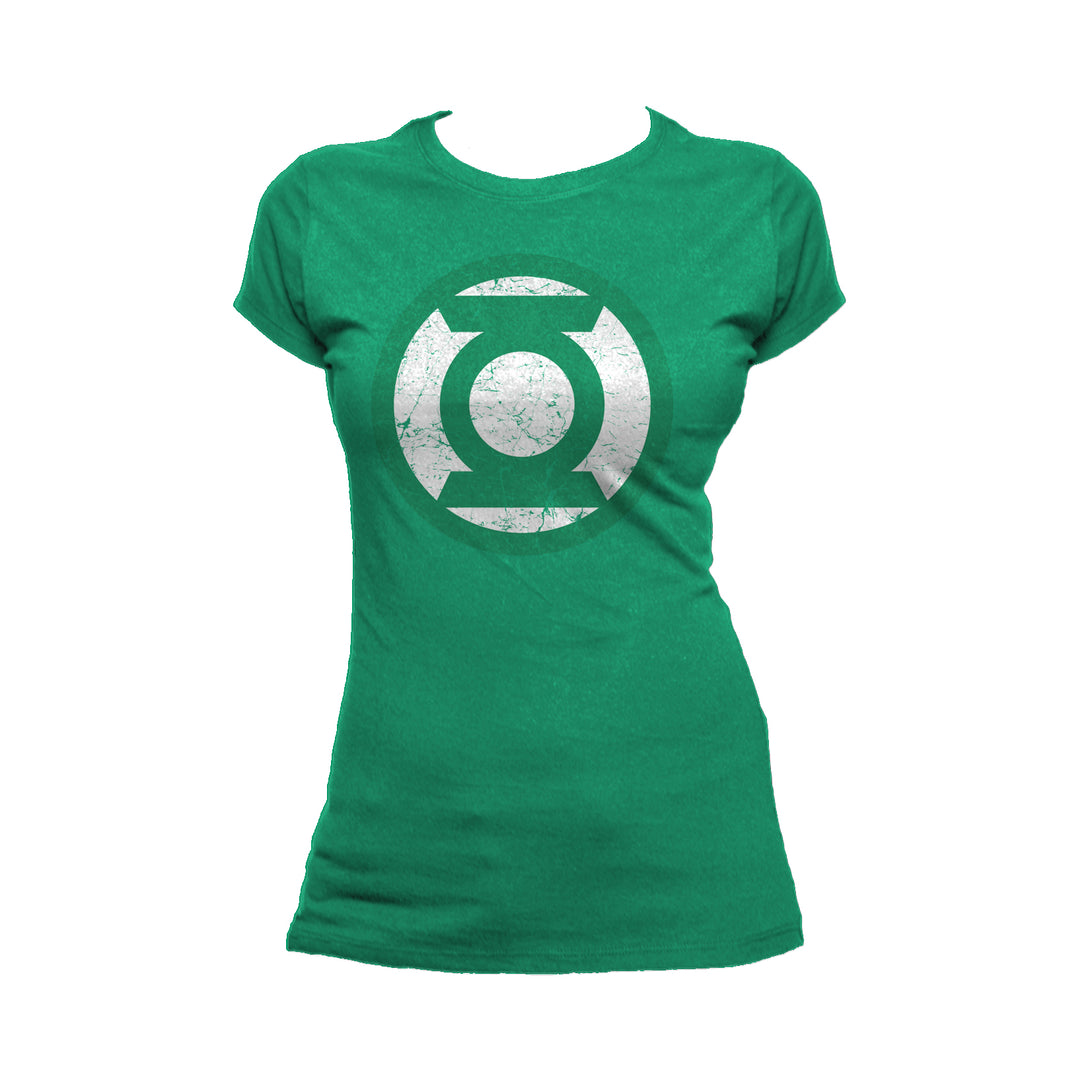DC Comics Green Lantern Distressed Logo Official Women's T-shirt Green - Urban Species