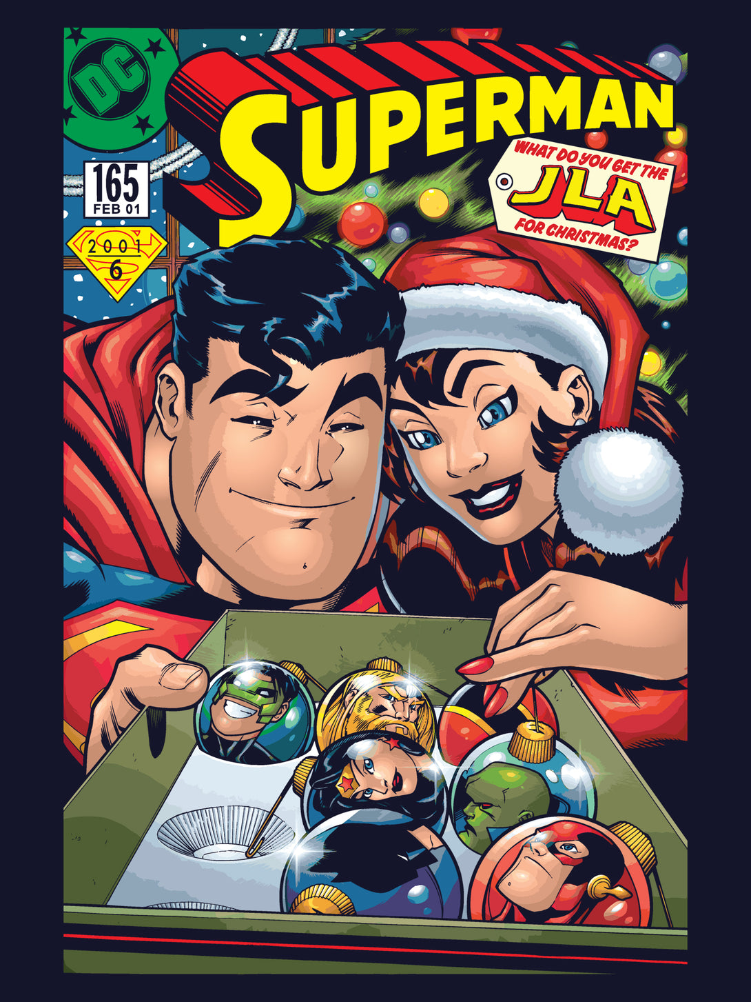 DC Comics Superman Cover 165 Xmas Lois Lane Men's T-Shirt Navy - Urban Species Design Close Up