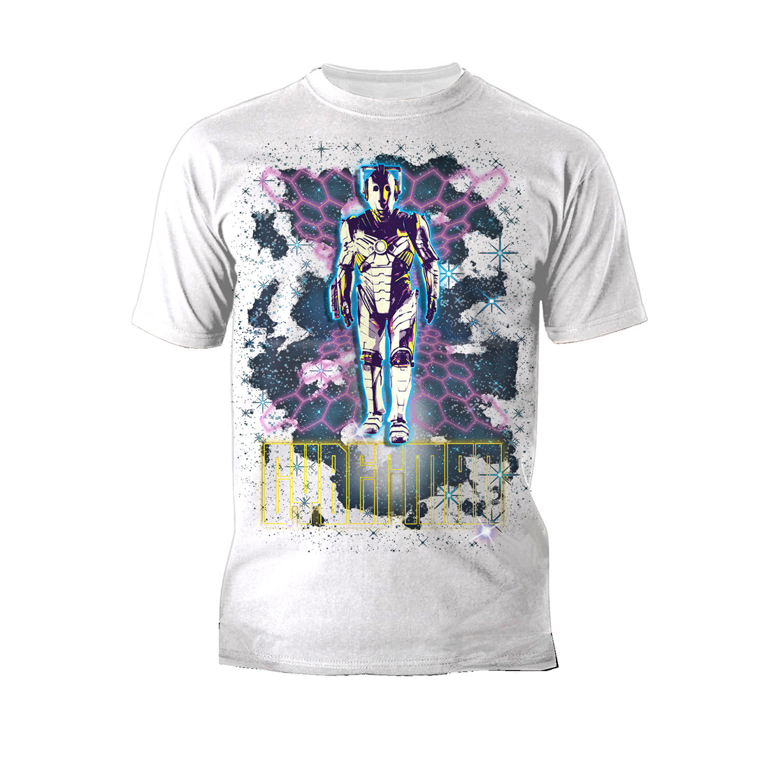 Doctor Who 80s Neon Cyberman Official Men's T-shirt White - Urban Species