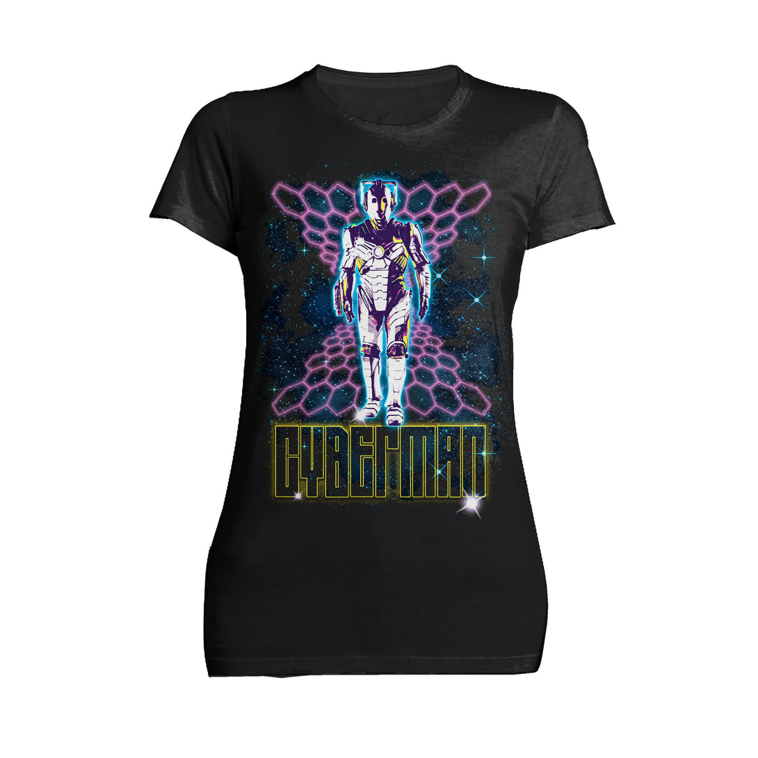 Doctor Who 80s Neon Cyberman Official Women's T-shirt Black - Urban Species