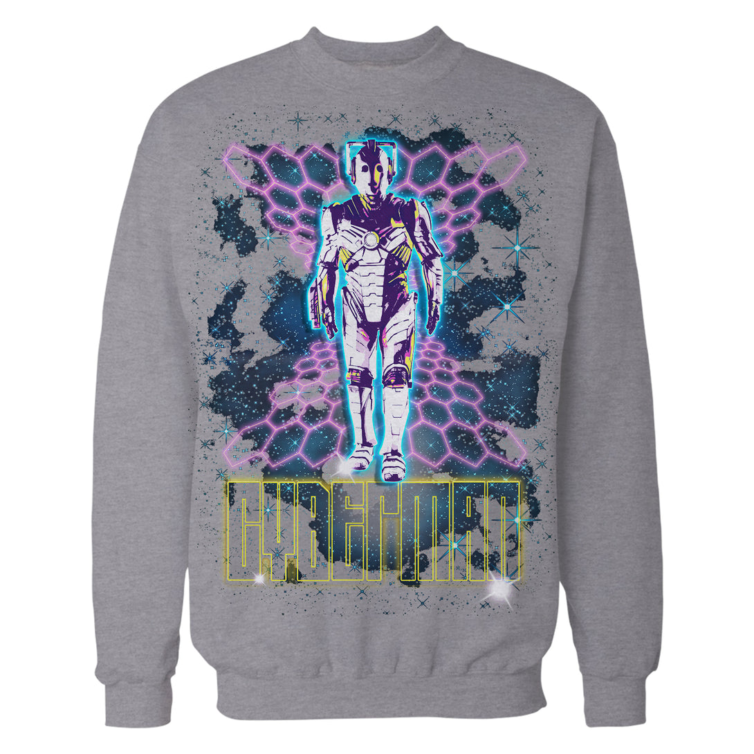 Doctor Who 80s Neon Cyberman Official Sweatshirt Sports Grey - Urban Species