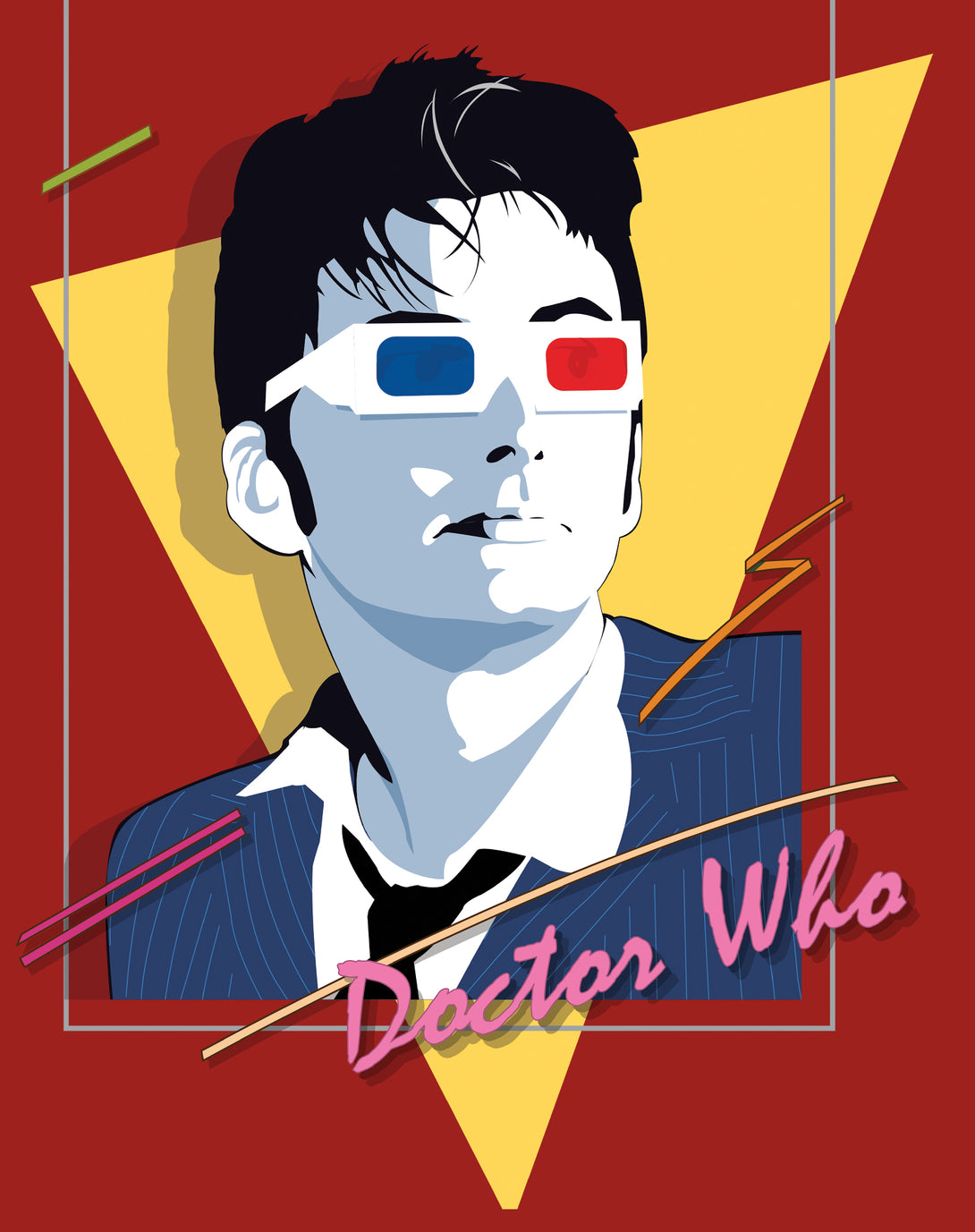 Doctor Who 80s Tenant Nagel Official Men's T-shirt Red - Urban Species Design Close Up