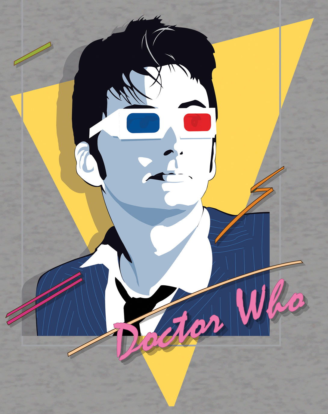 Doctor Who 80s Tenant Nagel Official Men's T-shirt Sports Grey - Urban Species Design Close Up