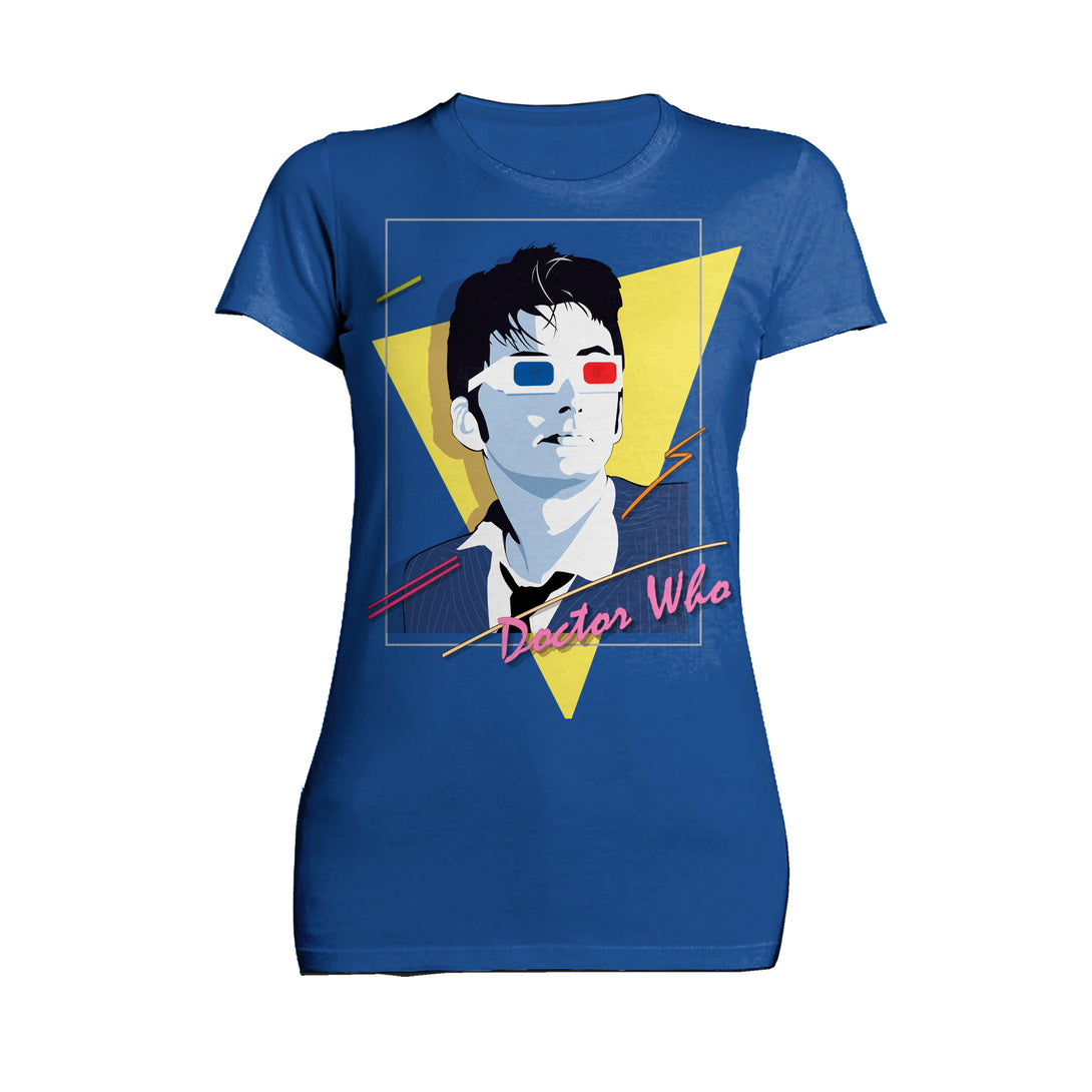 Doctor Who 80s Tenant Nagel Official Women's T-shirt Blue - Urban Species