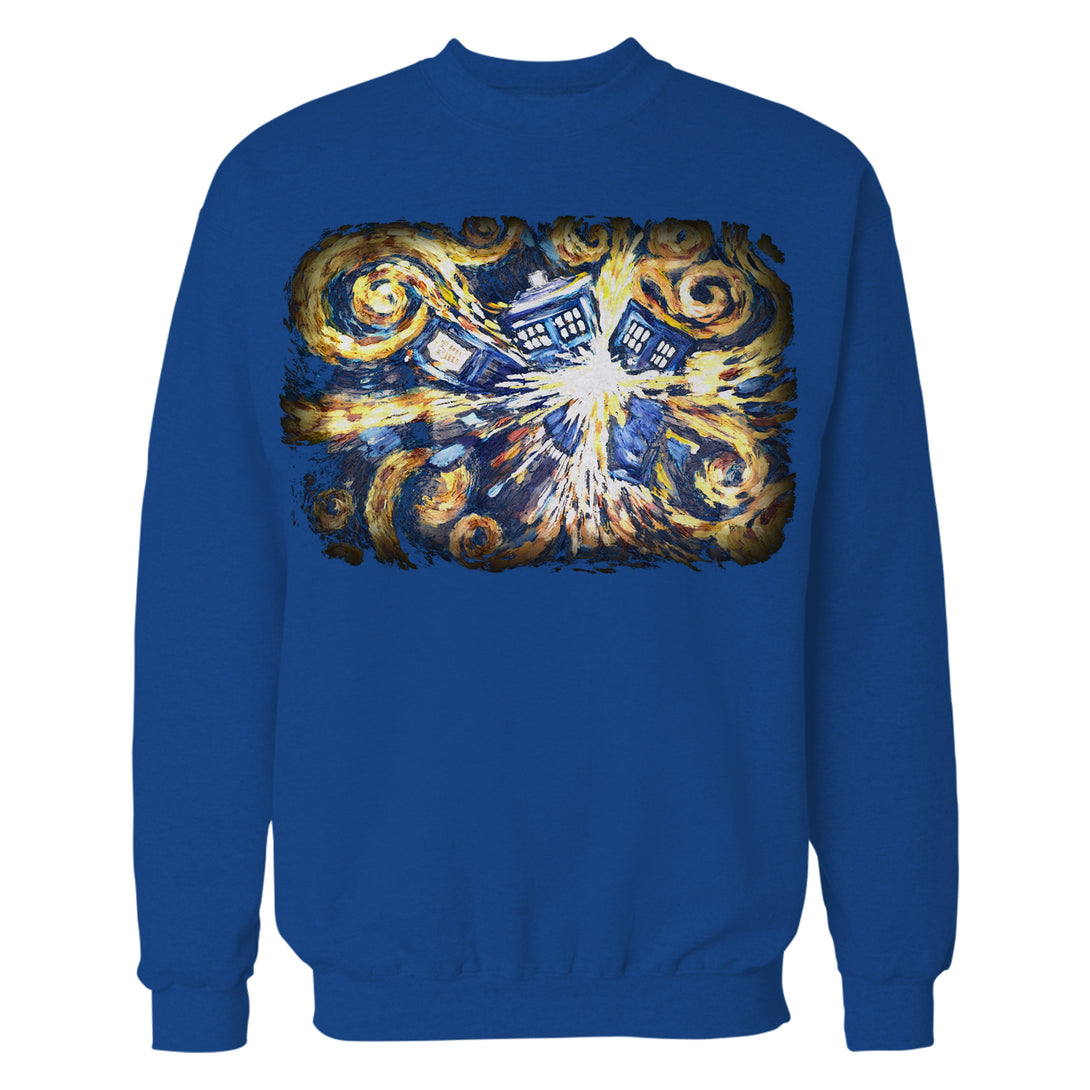 Doctor Who Art Tardis Van Gogh Official Sweatshirt Blue - Urban Species