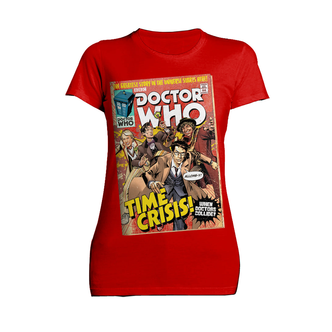 Doctor Who Comic Time Crisis Official Women's T-shirt Red - Urban Species