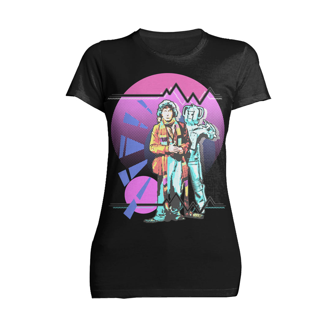 Doctor Who Pop Art 4th Doctor Baker Official Women's T-shirt Black - Urban Species