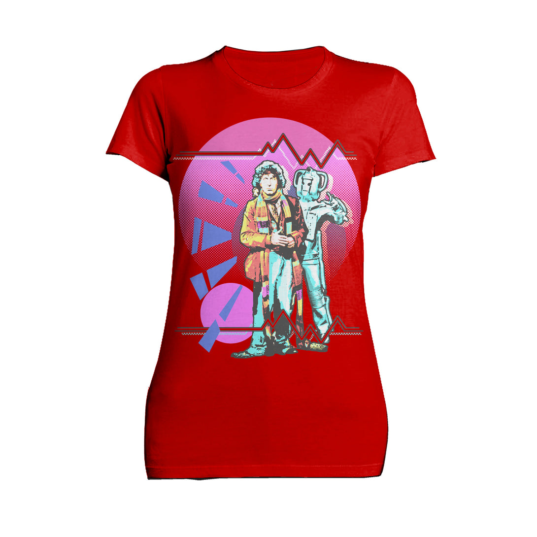 Doctor Who Pop Art 4th Doctor Baker Official Women's T-shirt Red - Urban Species