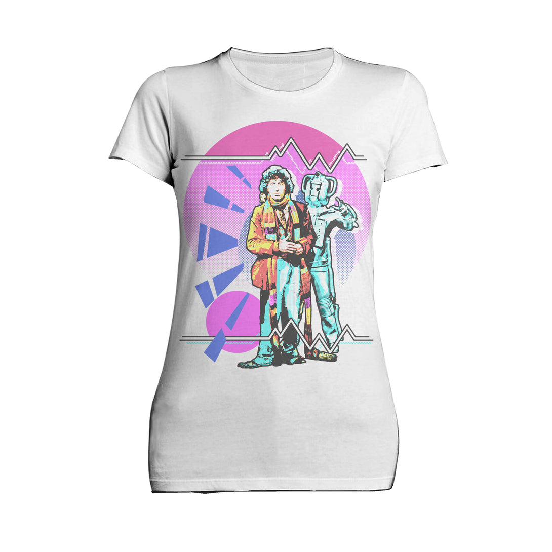 Doctor Who Pop Art 4th Doctor Baker Official Women's T-shirt White - Urban Species