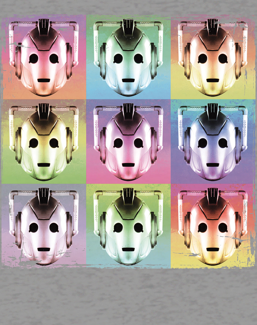 Doctor Who Pop Art Cybermen Official Men's T-shirt Sports Grey - Urban Species Design Close Up