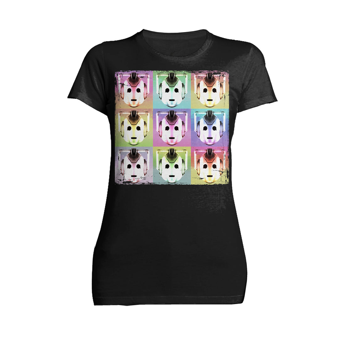 Doctor Who Pop Art Cybermen Official Women's T-shirt Black - Urban Species