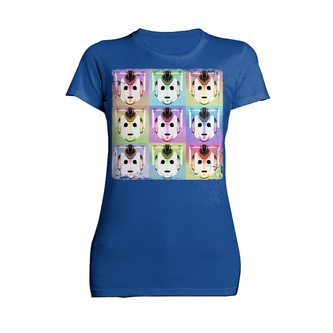 Doctor Who Pop Art Cybermen Official Women's T-shirt Blue - Urban Species