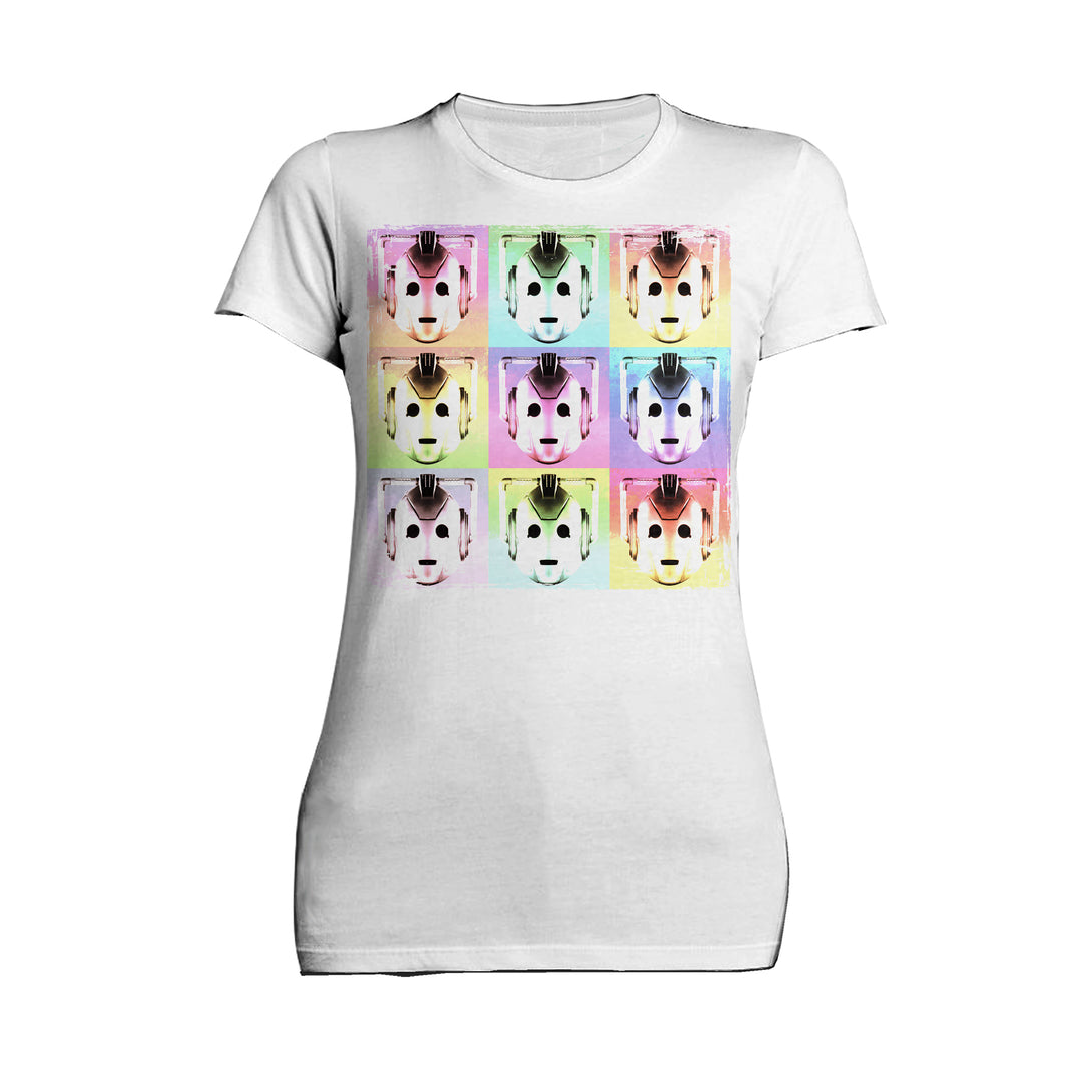 Doctor Who Pop Art Cybermen Official Women's T-shirt White - Urban Species