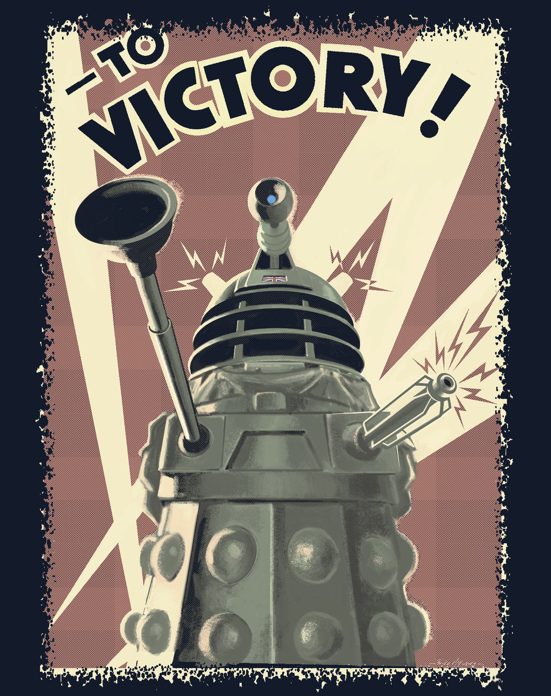 Doctor Who Propoganda Dalek Official Women's T-shirt Navy - Urban Species Design Close Up