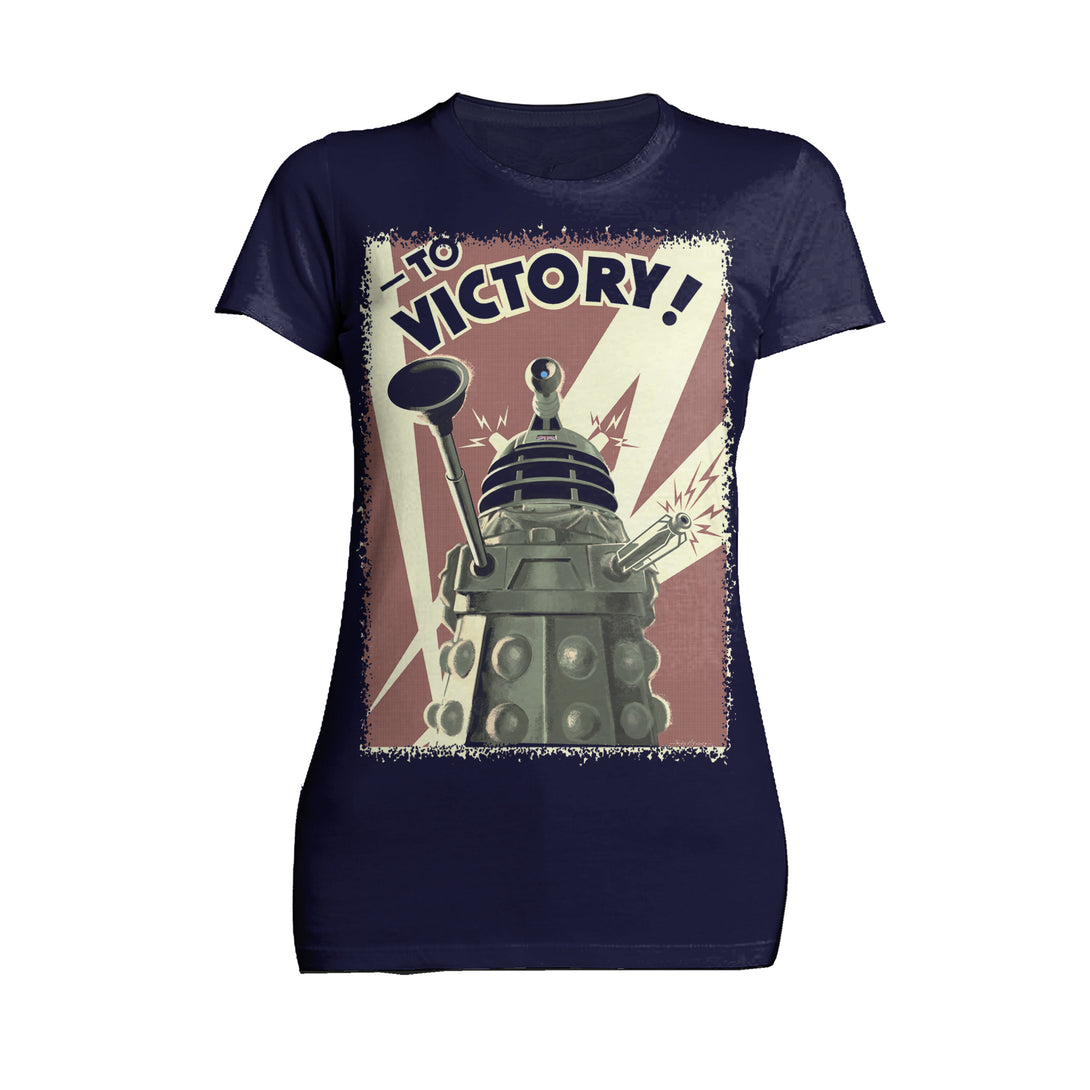 Doctor Who Propoganda Dalek Official Women's T-shirt Navy - Urban Species