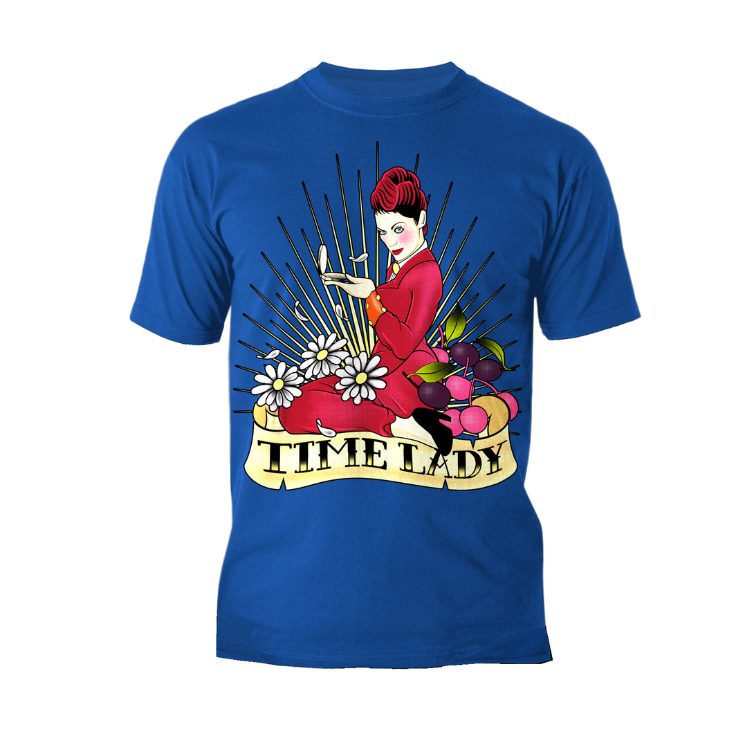 Doctor Who Rockabilly Missy Time Lady Official Men's T-shirt Blue - Urban Species