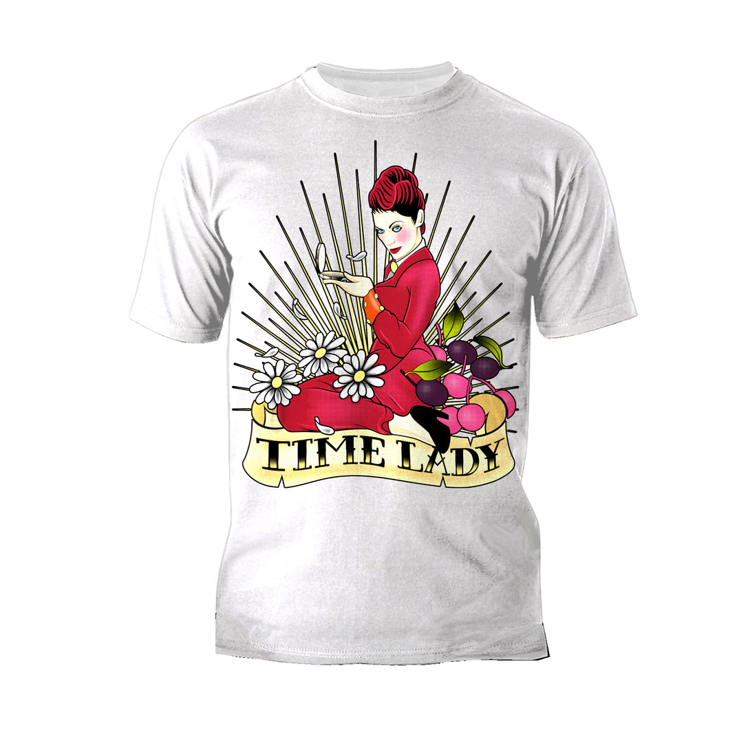 Doctor Who Rockabilly Missy Time Lady Official Men's T-shirt White - Urban Species