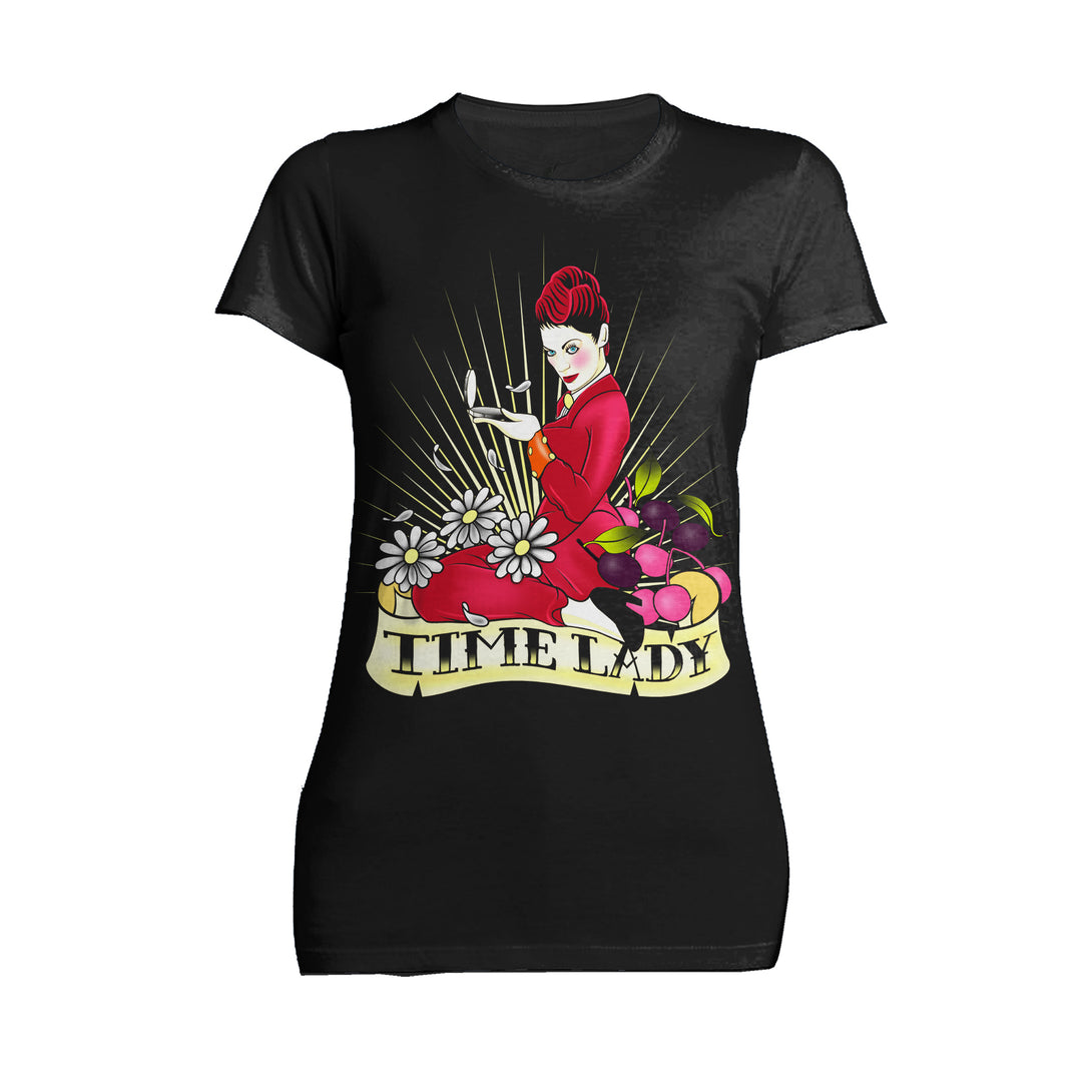 Doctor Who Rockabilly Missy Time Lady Official Women's T-shirt Black - Urban Species