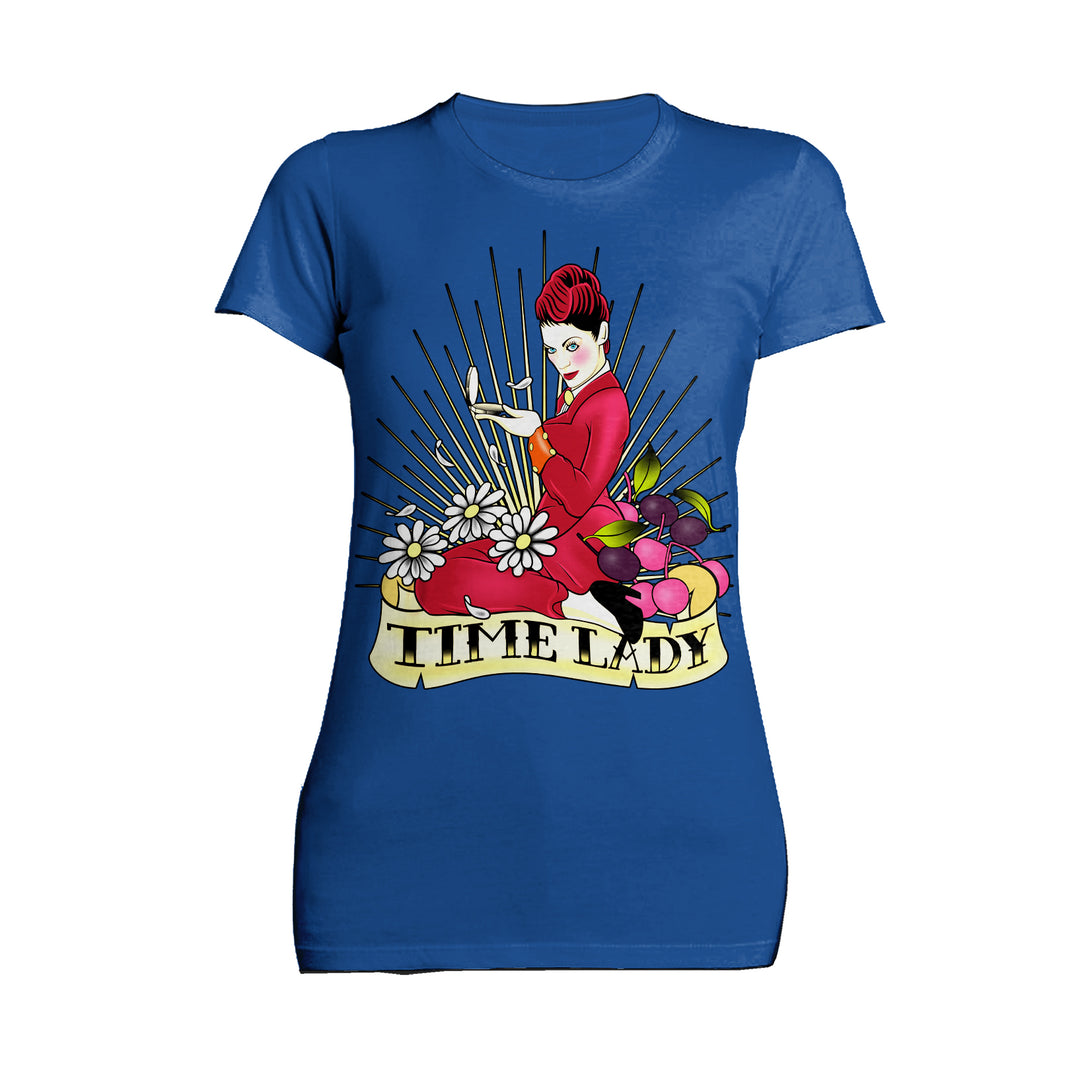 Doctor Who Rockabilly Missy Time Lady Official Women's T-shirt Blue - Urban Species