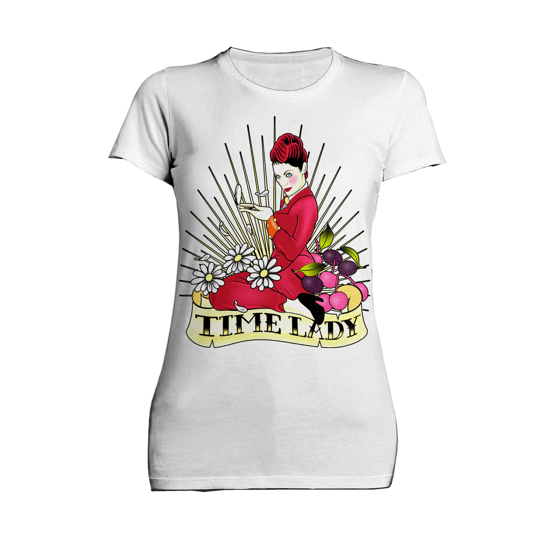 Doctor Who Rockabilly Missy Time Lady Official Women's T-shirt White - Urban Species