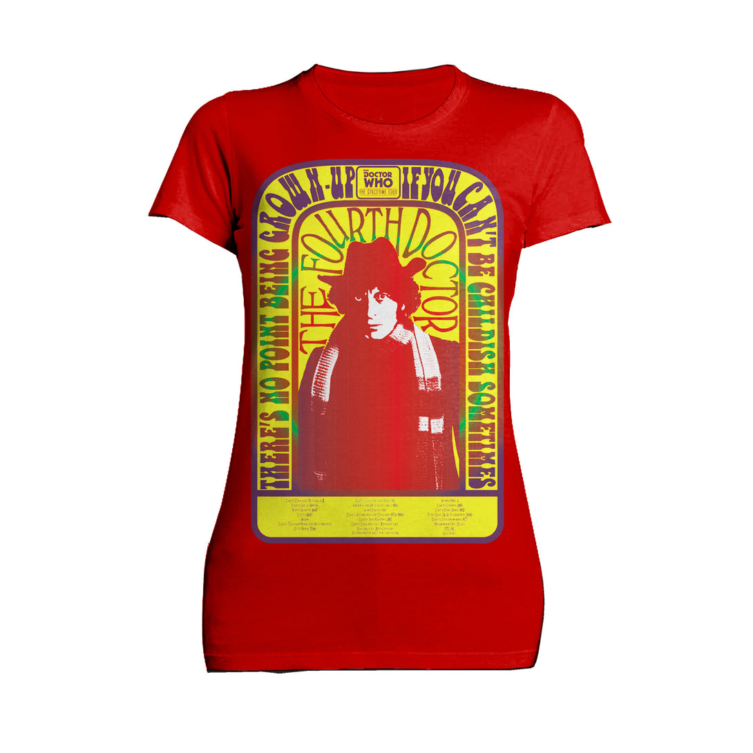 Doctor Who Spacetime-Tour 4th Doctor Baker Official Women's T-shirt Red - Urban Species