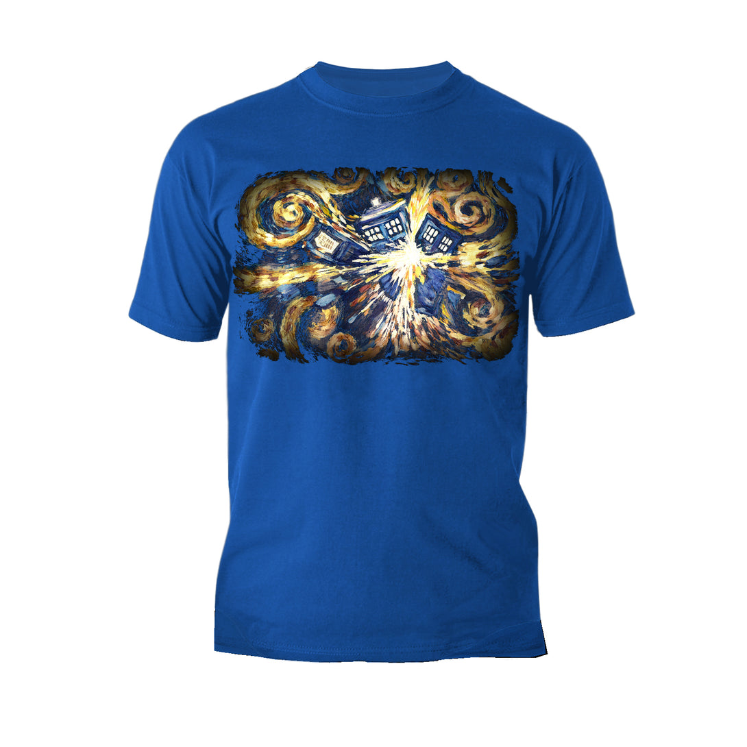 Doctor Who Sweatshirt Art Tardis Van Gogh Official Men's T-shirt Blue - Urban Species