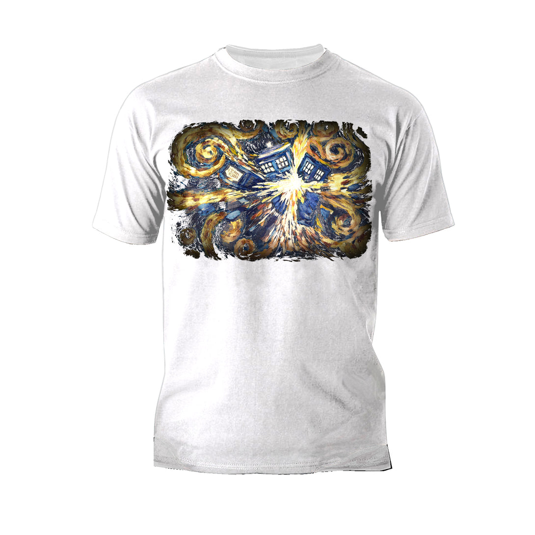 Doctor Who Sweatshirt Art Tardis Van Gogh Official Men's T-shirt White - Urban Species