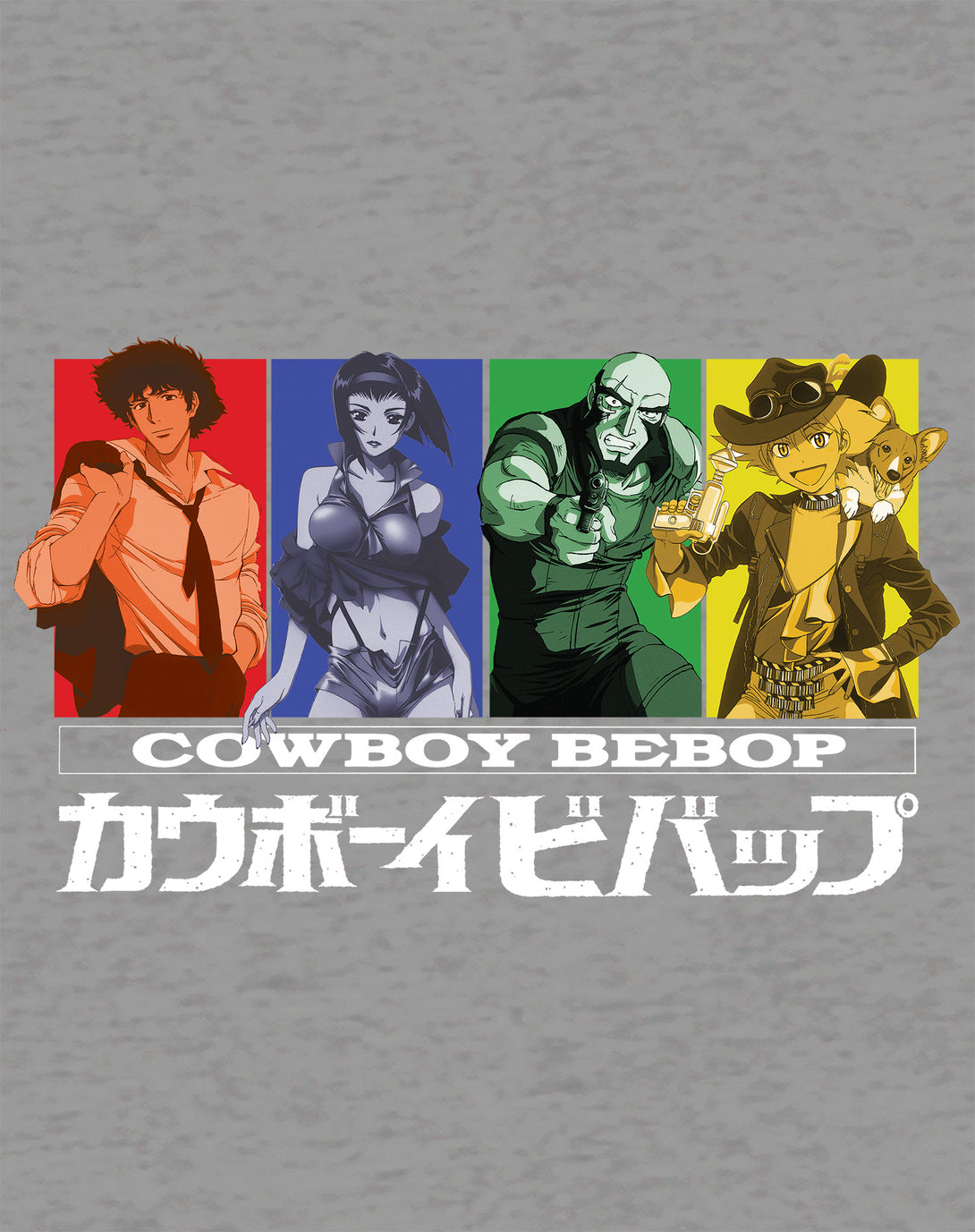 Cowboy Bebop Character Collage Official Men's T-shirt Sports Grey - Urban Species Design Close Up