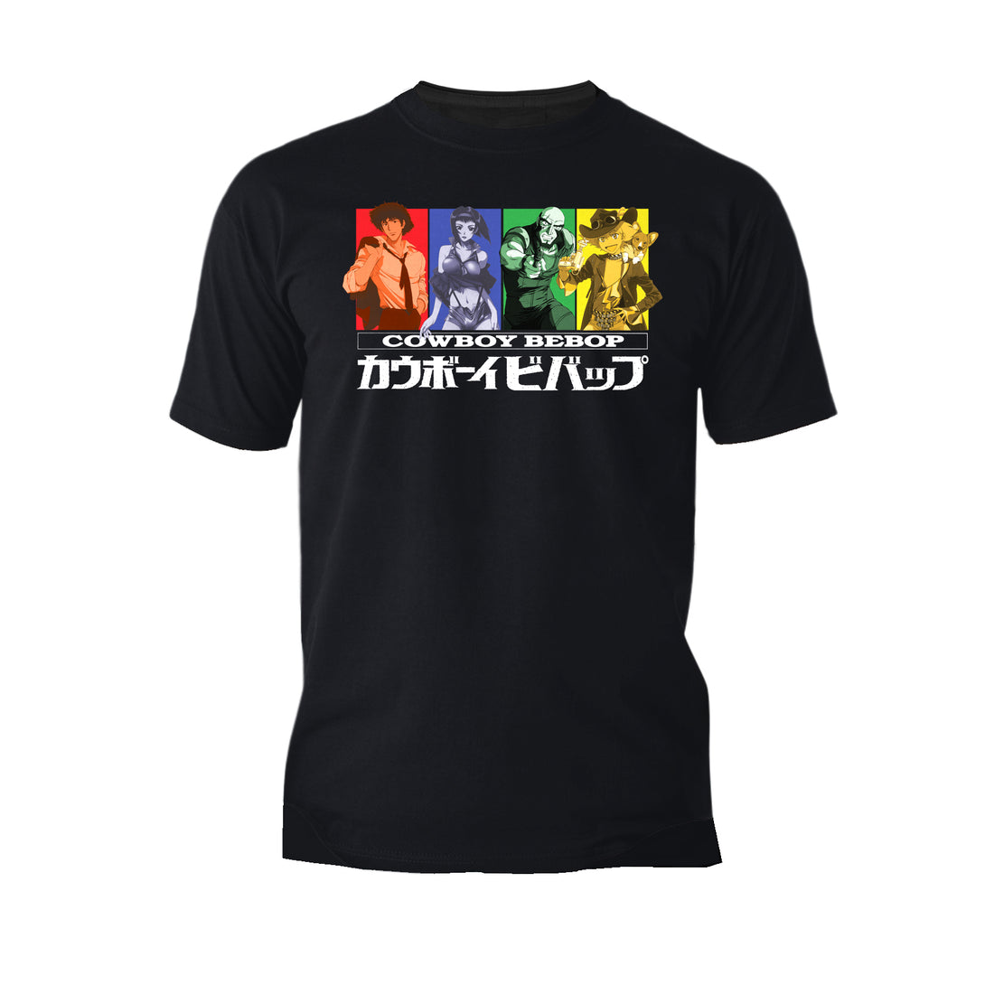 Cowboy Bebop Character Collage Official Men's T-shirt Black - Urban Species