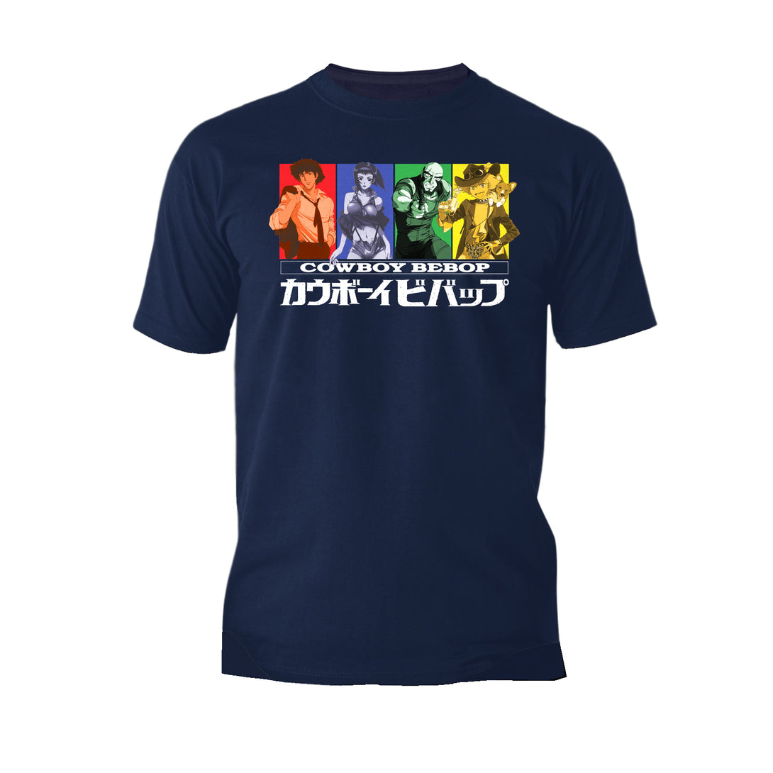 Cowboy Bebop Character Collage Official Men's T-shirt Navy - Urban Species