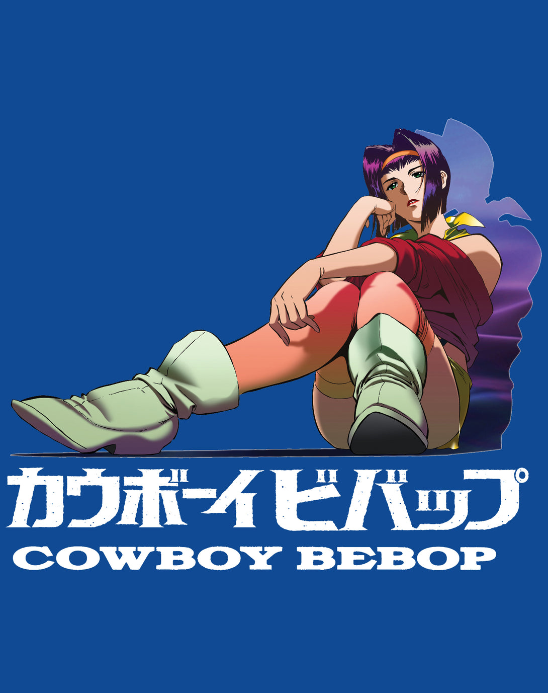 Cowboy Bebop Faye Valentine Cool Pose Official Men's T-shirt Blue - Urban Species Design Close Up