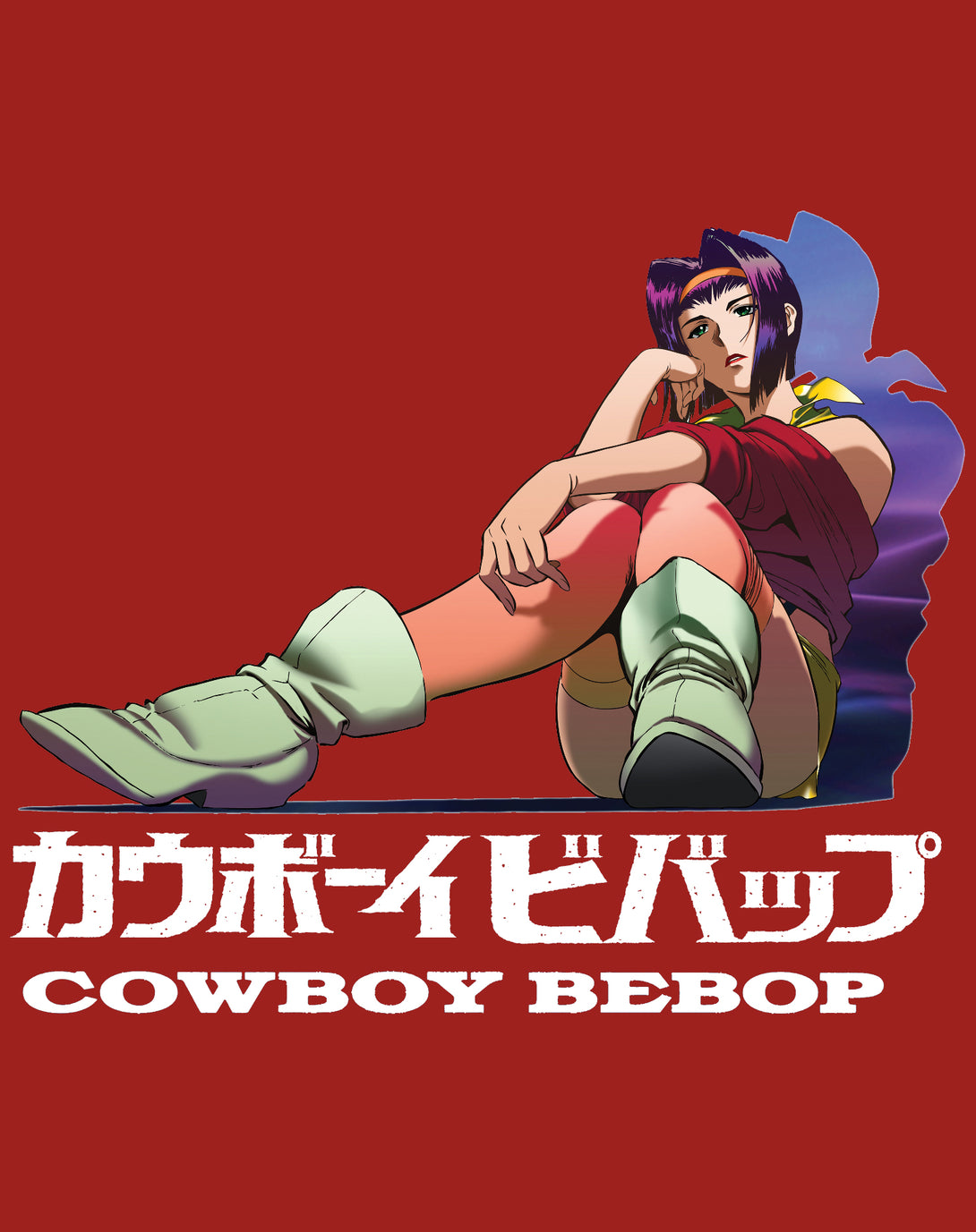 Cowboy Bebop Faye Valentine Cool Pose Official Men's T-shirt Red - Urban Species Design Close Up