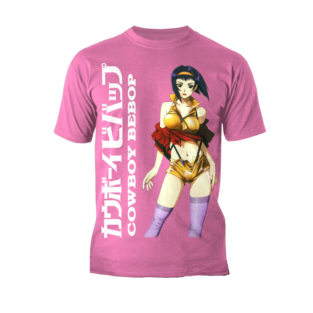 Cowboy Bebop Faye Valentine Cool Pose Official Men's T-shirt Pink - Urban Species