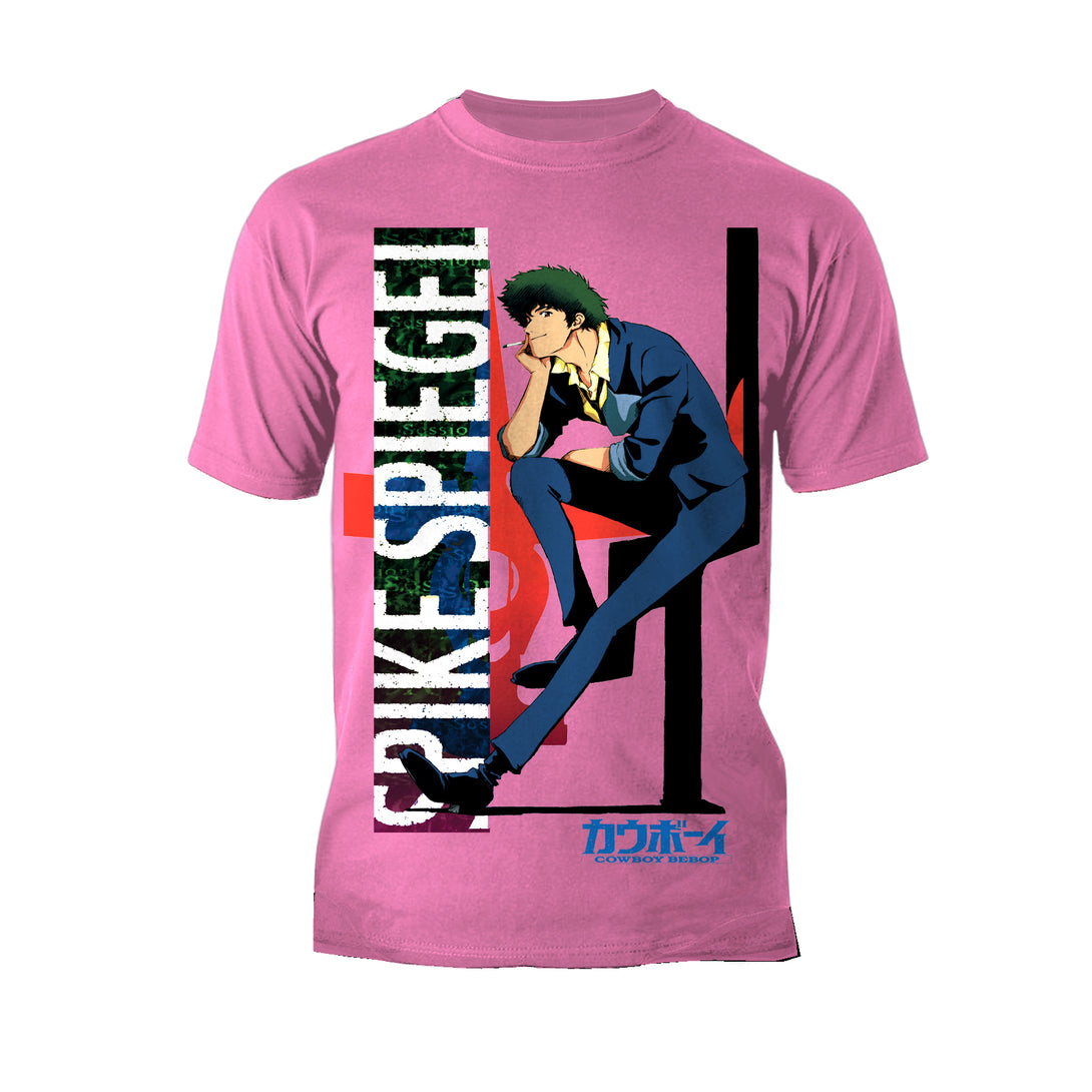 Cowboy Bebop Spike Spiegel Cool Pose Official Men's T-shirt Pink - Urban Species
