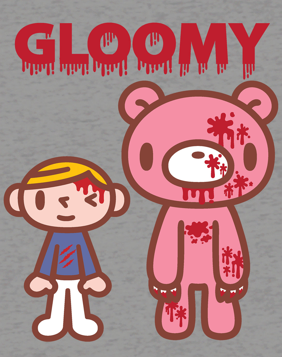 Gloomy Bear Blood Splatter Official Men's T-shirt Sports Grey - Urban Species Design Close Up