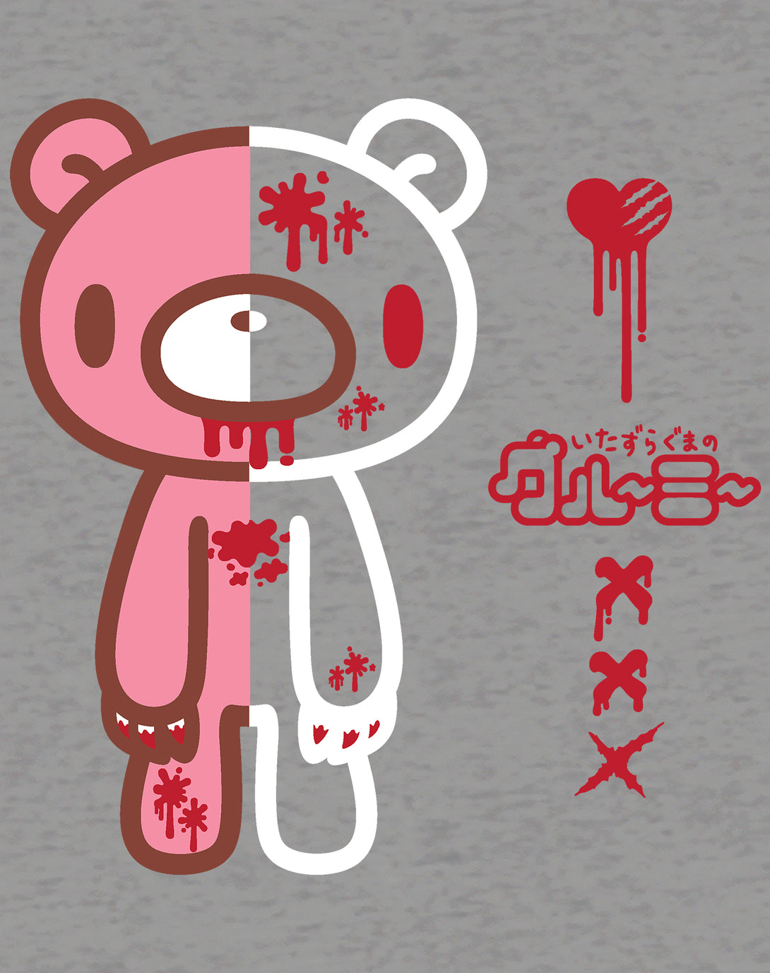 Gloomy Bear Half Dead Official Men's T-shirt Sports Grey - Urban Species Design Close Up