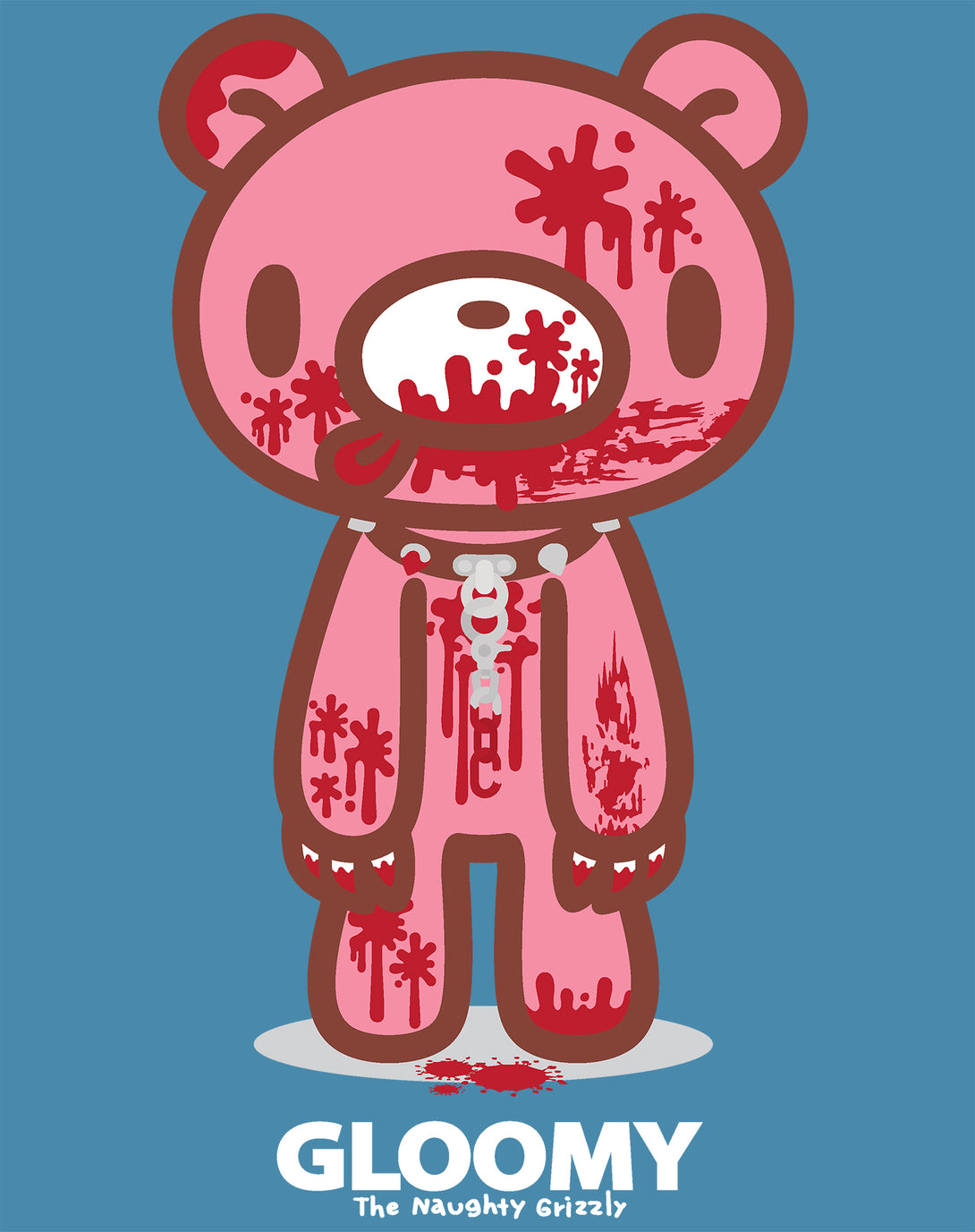Gloomy Bear Naughty Grizzly Official Women's T-shirt Turquoise - Urban Species Design Close Up