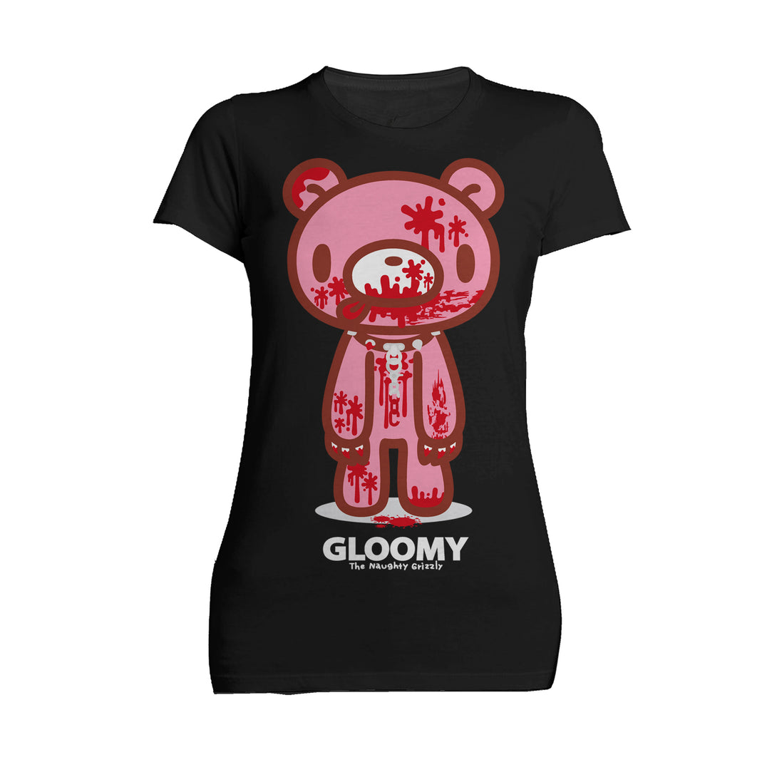 Gloomy Bear Naughty Grizzly Official Women's T-shirt Black - Urban Species