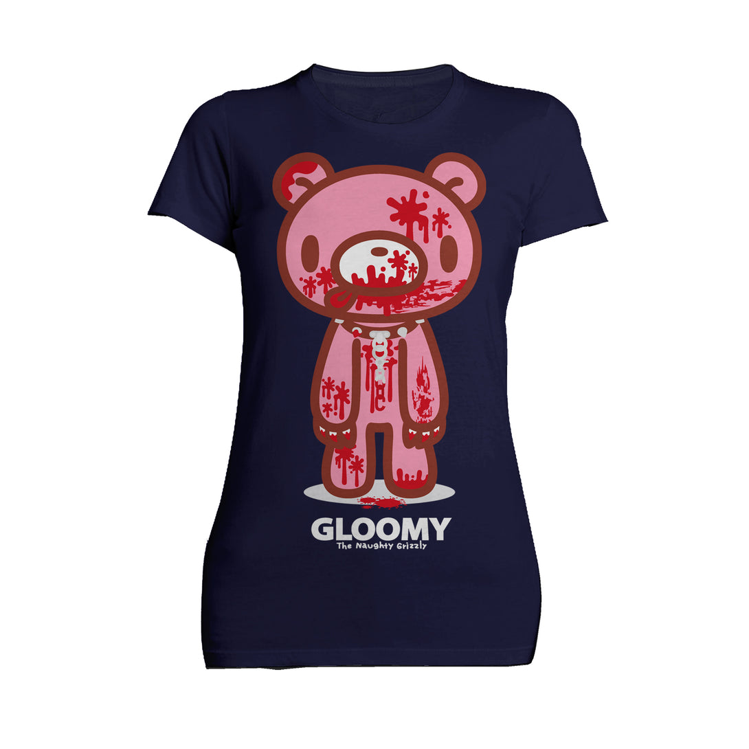Gloomy Bear Naughty Grizzly Official Women's T-shirt Navy - Urban Species