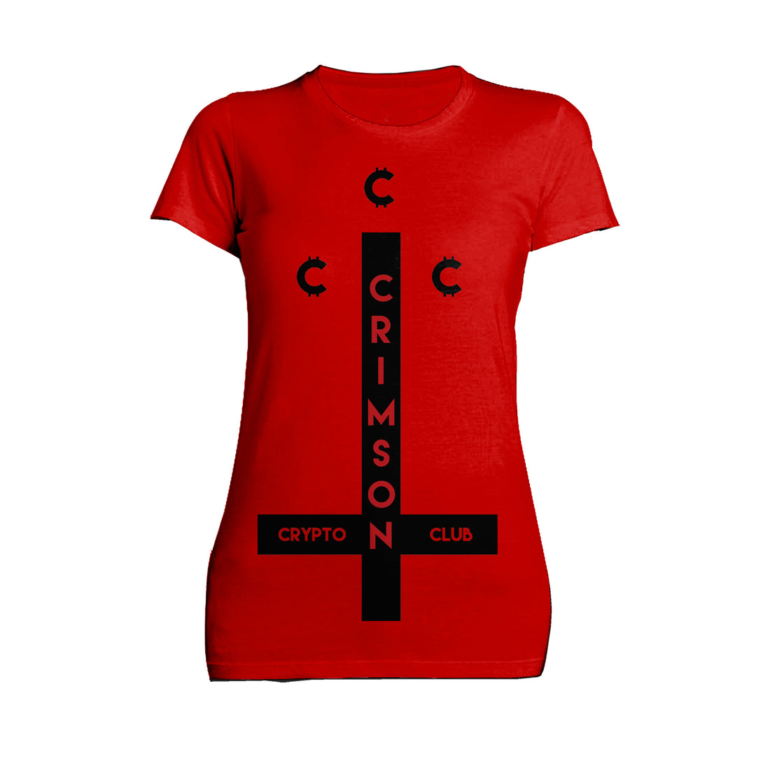 Kevin Smith Clerks 3 Blockchain Coltrane Crimson Crypto Club Logo Official Women's T-Shirt Red - Urban Species