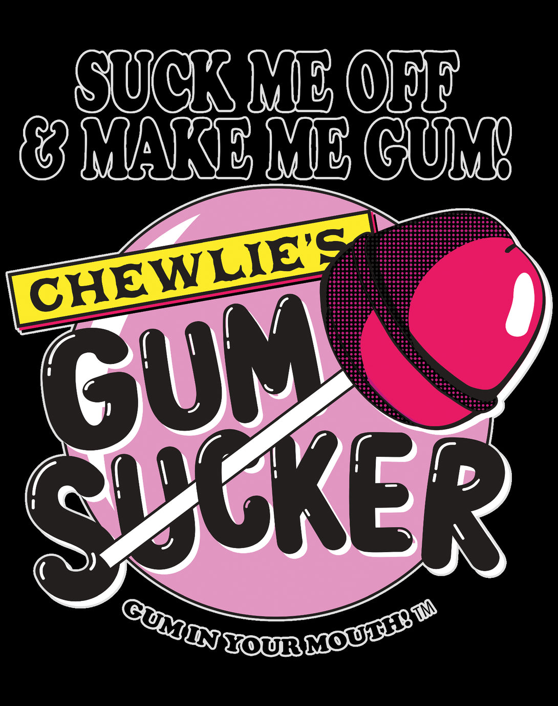 Kevin Smith Clerks 3 Chewlie's Gum Sucker Lolly Pop Logo Official Men's T-Shirt Black - Urban Species Design Close Up