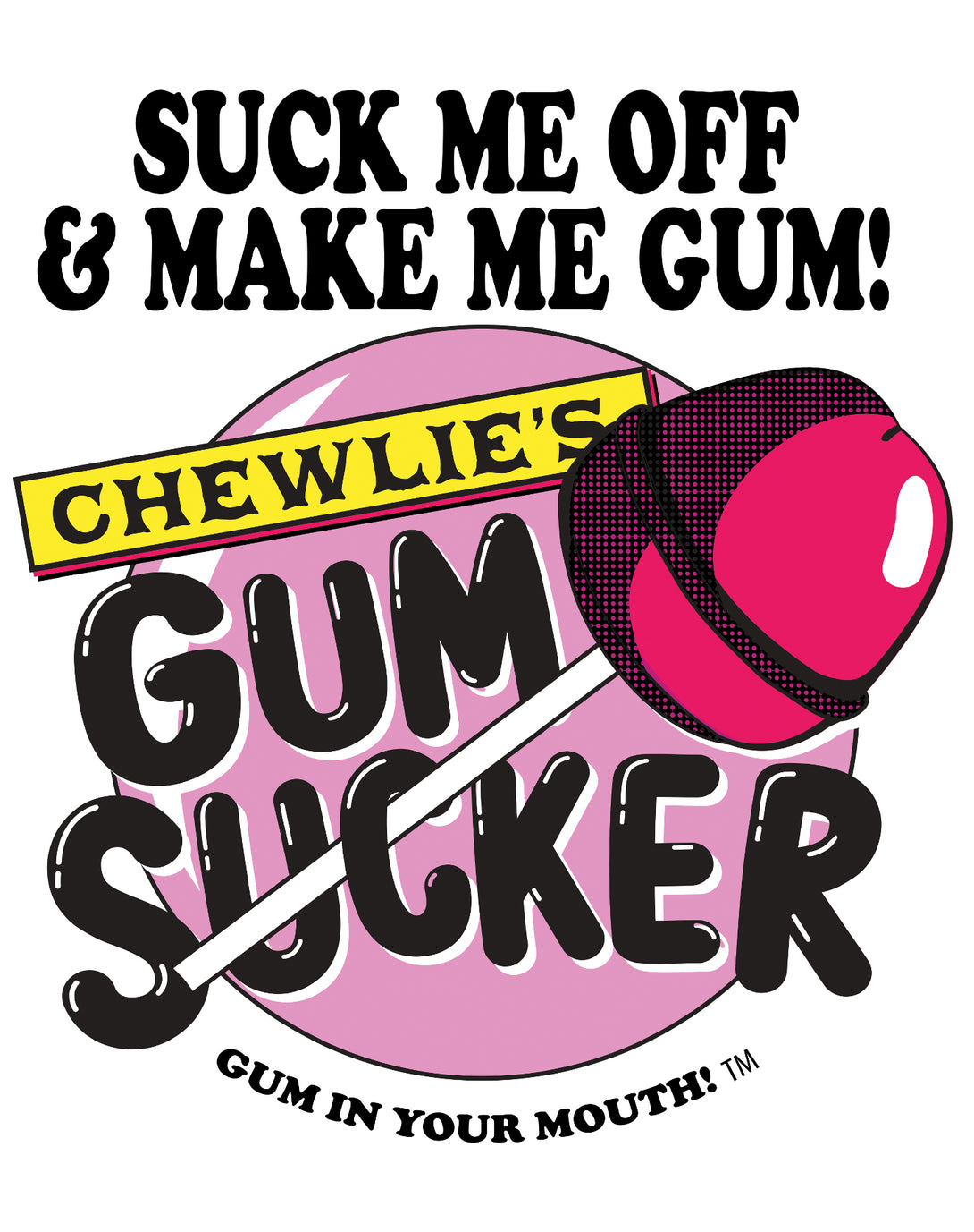 Kevin Smith Clerks 3 Chewlie's Gum Sucker Lolly Pop Logo Official Men's T-Shirt White - Urban Species Design Close Up