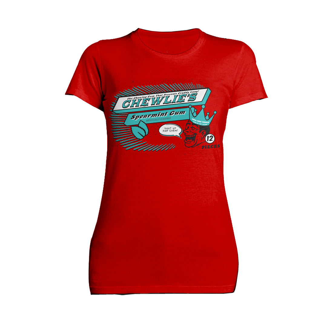 Kevin Smith Clerks 3 Chewlie's Spearmint Gum Vintage Logo Official Women's T-Shirt Red - Urban Species