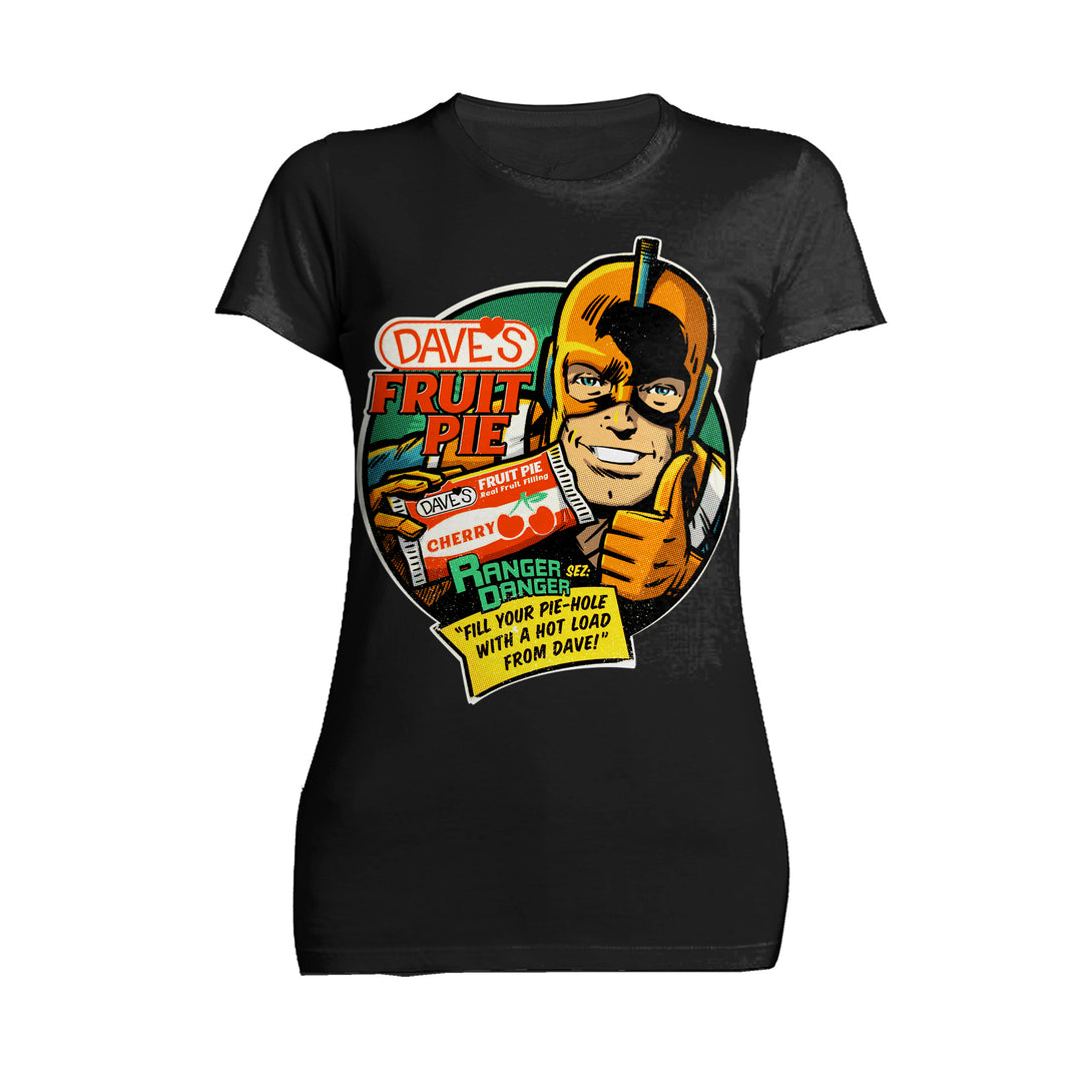 Kevin Smith Clerks 3 Dave's Fruit Pie Ranger Danger Vintage Logo Official Women's T-Shirt Black - Urban Species