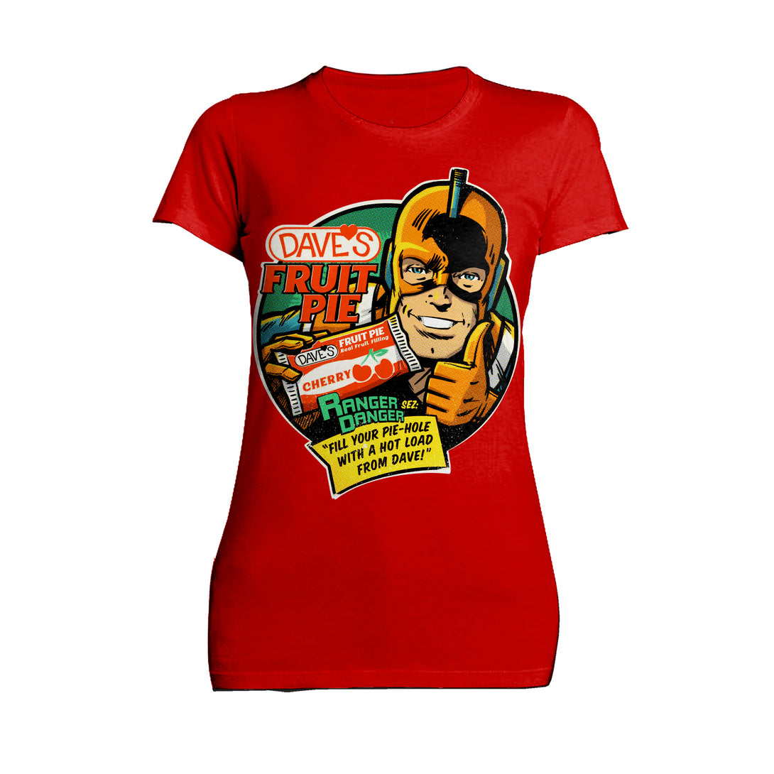Kevin Smith Clerks 3 Dave's Fruit Pie Ranger Danger Vintage Logo Official Women's T-Shirt Red - Urban Species