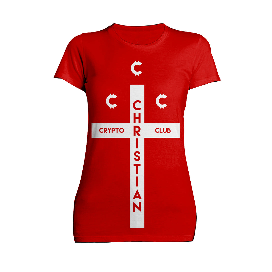 Kevin Smith Clerks 3 Elias Christian Crypto Club Logo Official Women's T-Shirt Red - Urban Species