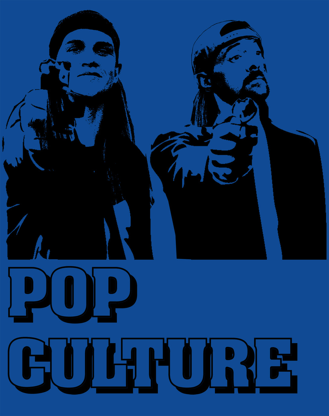Kevin Smith Jay & Silent Bob Pop Culture Fiction Remix Official Women's T-Shirt Blue - Urban Species Design Close Up