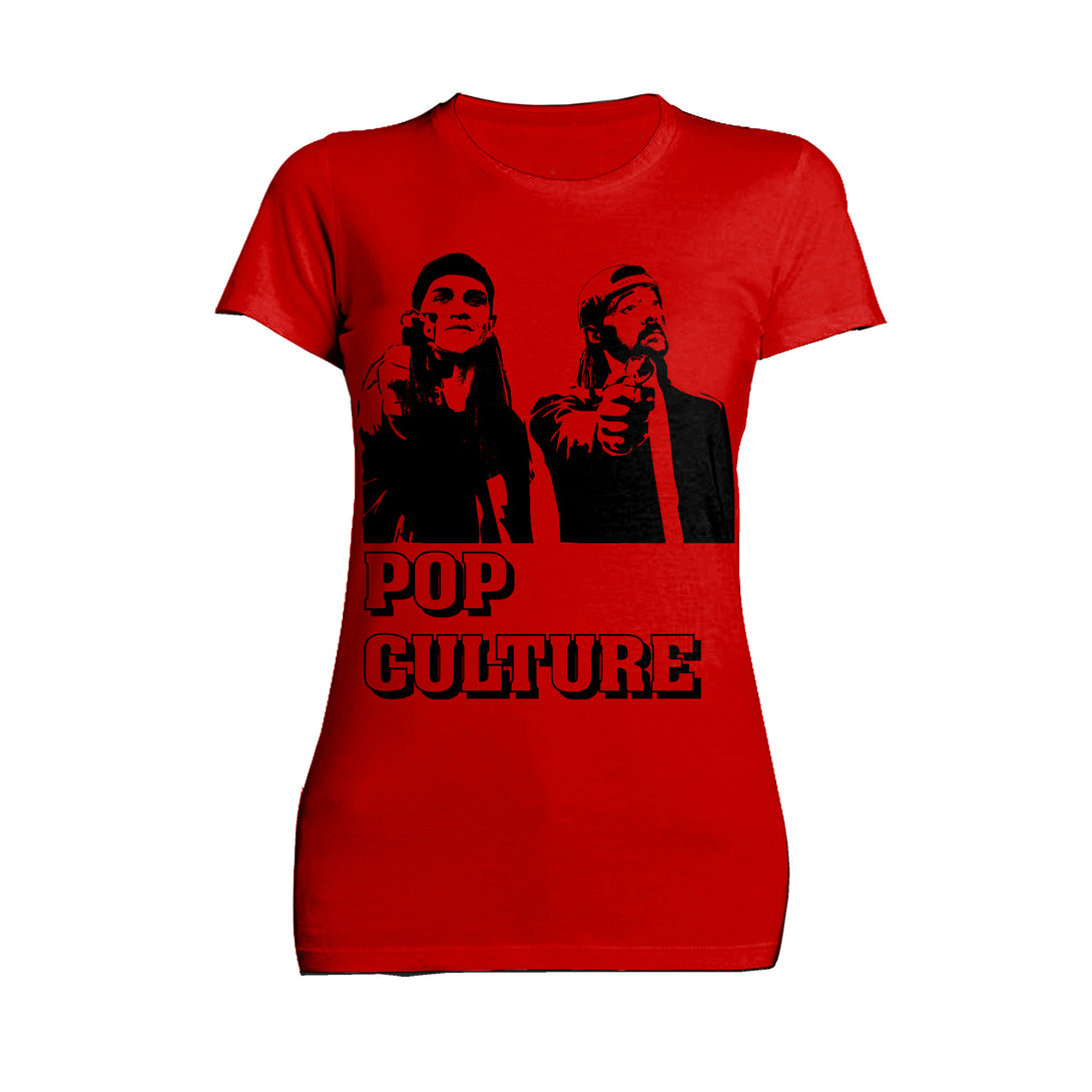 Kevin Smith Jay & Silent Bob Pop Culture Fiction Remix Official Women's T-Shirt Red - Urban Species